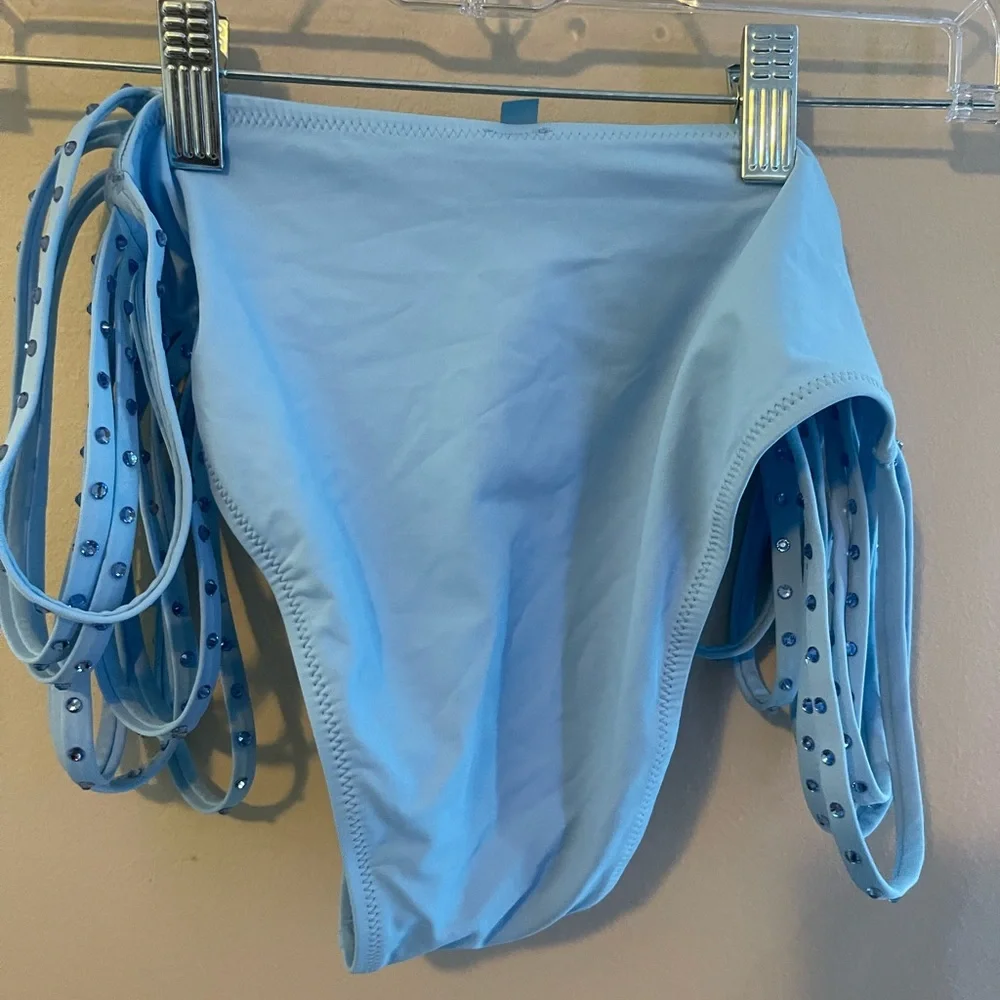Skims Rhinestone swim strappy Iris blue bikini bottom